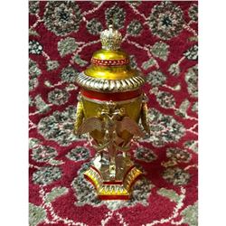 Russian Faberge Style Imperial Double Headed Royal Eagle Egg, Trinket Jewel Box