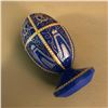 Image 2 : Russian Hand-made Wooden Royal Blue Monogram Egg