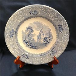 1850's Davenport Blue Transferware Ironstone Gothic