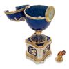 Image 3 : Faberge Inspired 1904 Kelch Chanticleer Blue Enamel Royal Russian Egg with Clock