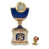 Image 4 : Faberge Inspired 1904 Kelch Chanticleer Blue Enamel Royal Russian Egg with Clock