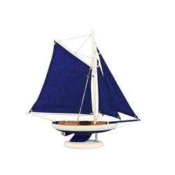 Wooden Bermuda Sloop Dark Blue Model Sailboat Decoration 17"