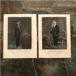 Pair of 19thc Handcolored Engravings, President Buchanan & Secretary of Treasury Howell Cobb