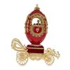 Image 2 : Faberge Inspired 7.1" Royal Wedding Coach Royal Inspired Russian Egg with Music Box