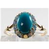 Image 1 : English 9K Gold Persian Turquoise & Australian Opal Cocktail Ring