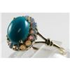 Image 2 : English 9K Gold Persian Turquoise & Australian Opal Cocktail Ring