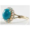 Image 4 : English 9K Gold Persian Turquoise & Australian Opal Cocktail Ring