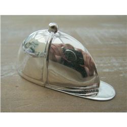 Birmingham Hallmarked Sterling Silver Horse Jockey Cap Equestian Racing Vesta Case, Match Safe
