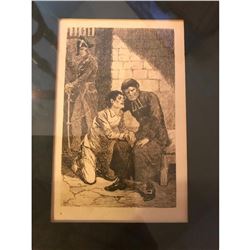 Signed Antique French Etching, Prisoner at Confession