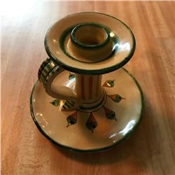Vintage Hand-painted Italian Ceramic Sunflower Candlestick