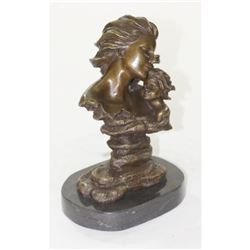 Motherhood Mother and Child Bronze Bust Sculpture Statue by Aldo Vitaleh 10" x 9"