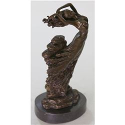 Seductive Dancer Girl in the Wind Bronze Sculpture Statue by Vitaleh 12" x 7"