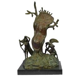 NOBILITY OF TIME (1977) by Salvador Dali Melting Clock Bronze Sculpture 17" x 11"