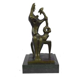 MOTHER & CHILD (1954) by Henry Moore Abstract Bronze Bench Sculpture 12" x 7