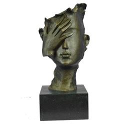 Salvador Dali Tribute Bronze Face Mask Bust Sculpture 15" x 7"