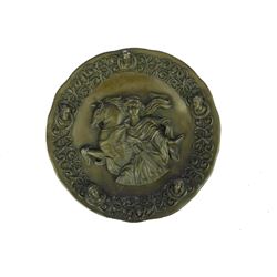 Bronze Wall Sculpture Portrait of Greek Goddess Minerva w/ Horse 8.5" x 8.5"