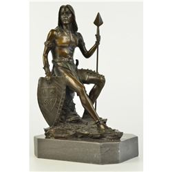 King Arthur Spear Warrior Bronze Sculpture 12" x 8"