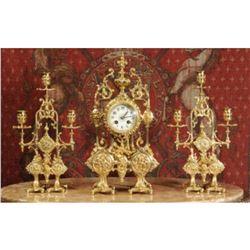 c1890 Japy Freres French Gilt Clock Set