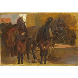 20th Century American School Horse; Horse, cart &