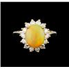 Image 2 : 2.74 ctw Opal and Diamond Ring - 14KT Yellow Gold