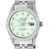 Rolex Mens Stainless Steel Green Diamond 36MM Datejust Wristwatch