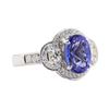2.88 ctw Tanzanite and Diamond Ring - 14KT White Gold