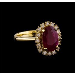 2.49 ctw Ruby and Diamond Ring - 14KT Yellow Gold