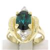 Image 3 : 14k Yellow Gold 2.41 ctw Green Blue Oval UNIQUE Tourmaline & Diamond Dinner Ring