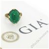 Image 6 : 14K Yellow Gold 10.03 ctw GIA Oval Cabochon VERY Fine Green Emerald Ring
