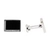 Image 2 : 0.33 ctw Diamond and Onyx Cufflinks - 14KT White Gold