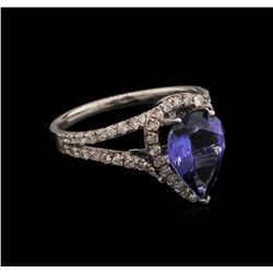 2.57 ctw Tanzanite and Diamond Ring - 14KT White Gold