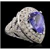 14KT White Gold 9.78 ctw Tanzanite and Diamond Ring