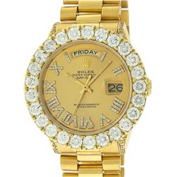 Rolex Mens 18K Yellow Gold Champagne Diamond 6.5 ctw Quickset President Wristwat