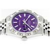 Image 8 : Rolex Mens Stainless Steel 36MM Purple Index Pyramid Diamond Datejust Wristwatch