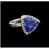 9.02 ctw Tanzanite and Diamond Ring - 14KT White Gold