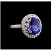 3.50 ctw Tanzanite and Diamond Ring - 14KT White Gold