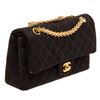 Chanel Black Quilted Fabric Double Flap Shoulder Handbag