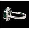 Image 3 : 3.85 ctw Emerald and Diamond Ring - 14KT White Gold