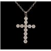 Image 1 : 1.03 ctw Diamond Pendant With Chain - 14KT White Gold