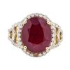 Image 2 : 10.57 ctw Ruby and Diamond Ring - 14KT Yellow Gold