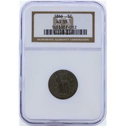 1866 Shield Nickel with Rays Coin NGC AU55