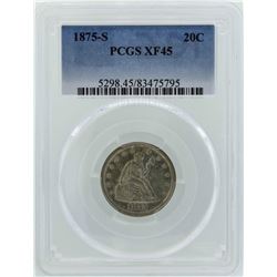 1875-S Seated Liberty Twenty Cent Piece Coin PCGS XF45