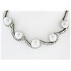 Image 3 : Platinum 10.25 ctw Diamond & Floating South Sea Pearl Statement Necklace