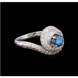 14KT White Gold 1.29 ctw Fancy Blue Diamond Ring