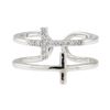 Image 2 : 0.20 ctw Diamond Double Cross Motif Toe Cuff Ring - 14KT White Gold