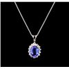 3.00 ctw Tanzanite and Diamond Pendant With Chain - 14KT White Gold