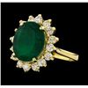 Image 1 : 4.27 ctw Emerald and Diamond Ring - 14KT Yellow Gold