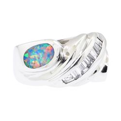 1.30 ctw Opal And Diamond Ring - Platinum