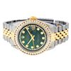 Image 5 : Rolex Mens 2 Tone 14K Green String Princess Cut Diamond Datejust Wristwatch