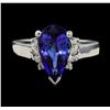 Image 2 : 3.72 ctw Tanzanite and Diamond Ring - 14KT White Gold